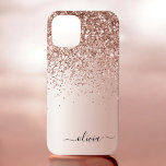 Rose Gold - Blush Pink Glitter Metal Monogram Name iPhone 12 Case<br><div class="desc">Rose Gold - Blush Pink Faux Foil Metallic Sparkle and Dripping Glitter Brushed Metal Monogram Name and Initial Phone. This makes the perfect sweet 16 birthday,  wedding,  bridal shower,  anniversary,  baby shower or bachelorette party gift for someone that loves glam luxury and chic styles.</div>