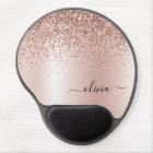 Rose Gold - Blush Pink Glitter Metal Monogram Name