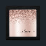 Rose Gold - Blush Pink Glitter Metal Monogram Name Gift Box<br><div class="desc">Rose Gold - Blush Pink Faux Foil Metallic Sparkle Glitter Brushed Metal Monogram Name Jewellery Keepsake Box. This makes the perfect graduation,  birthday,  wedding,  bridal shower,  anniversary,  baby shower or bachelorette party gift for someone that loves glam luxury and chic styles.</div>