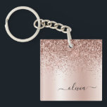 Rose Gold - Blush Pink Glitter Metal Monogram Name Keychain<br><div class="desc">Rose Gold - Blush Pink Faux Foil Metallic Sparkle Glitter Brushed Metal Monogram Name Keychain. This makes the perfect sweet 16 birthday,  wedding,  bridal shower,  anniversary,  baby shower or bachelorette party gift for someone that loves glam luxury and chic styles.</div>