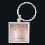 Rose Gold - Blush Pink Glitter Metal Monogram Name Keychain<br><div class="desc">Rose Gold - Blush Pink Faux Foil Metallic Sparkle Glitter Brushed Metal Monogram Name Keychains (Key Chain). This makes the perfect sweet 16 birthday,  wedding,  bridal shower,  anniversary,  baby shower or bachelorette party gift for someone that loves glam luxury and chic styles.</div>
