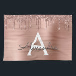 Rose Gold - Blush Pink Glitter Metal Monogram Name Kitchen Towel<br><div class="desc">Rose Gold - Blush Pink Faux Foil Metallic Sparkle Glitter Brushed Metal Monogram Name and Initial Kitchen Towel. This makes the perfect sweet 16 birthday,  wedding,  bridal shower,  anniversary,  baby shower or bachelorette party gift for someone that loves glam luxury and chic styles.</div>