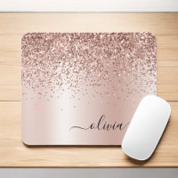 Rose Gold - Blush Pink Glitter Metal Monogram Name