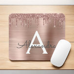 Rose Gold - Blush Pink Glitter Metal Monogram Name Mouse Pad<br><div class="desc">Rose Gold - Blush Pink Faux Foil Metallic Sparkle Glitter Brushed Metal Monogram Name and Initial Mousepad (mouse pad). This makes the perfect sweet 16 birthday,  wedding,  bridal shower,  anniversary,  baby shower or bachelorette party gift for someone that loves glam luxury and chic styles.</div>