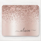 Rose Gold - Blush Pink Glitter Metal Monogram Name