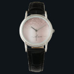 Rose Gold - Blush Pink Glitter Metal Monogram Name Watch<br><div class="desc">Rose Gold - Blush Pink Faux Foil Metallic Sparkle Glitter Brushed Metal Monogram Name Watch. This makes the perfect graduation,  birthday,  wedding,  bridal shower,  anniversary,  baby shower or bachelorette party gift for someone that loves glam luxury and chic styles.</div>