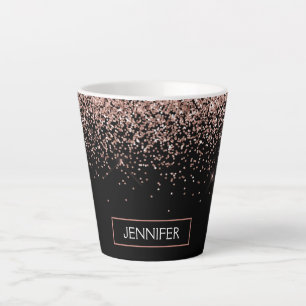Rose Gold Blush Pink Glitter Monogram Girly Latte Mug