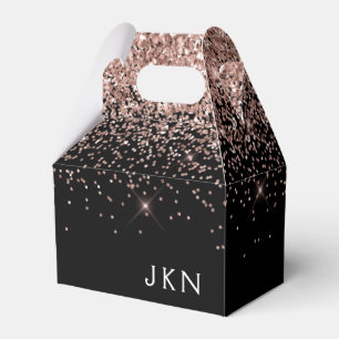Rose Gold Blush Pink Glitter Monogram Initials Favor Box