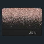 Rose Gold Blush Pink Glitter Monogram Initials iPad Pro Cover<br><div class="desc">Rose Gold - Blush Pink and Black Faux Foil Metallic Sparkle Glitter  Monogram Name Laptop Case. This makes the perfect sweet 16 birthday,  wedding,  bridal shower,  anniversary,  baby shower or bachelorette party gift for someone that loves glam luxury and chic styles.</div>