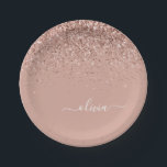 Rose Gold - Blush Pink Glitter Monogram Name Paper Plate<br><div class="desc">Rose Gold - Blush Pink Sparkle Glitter Monogram Name and Initial Party Plates. This makes the perfect sweet 16 birthday,  wedding,  bridal shower,  anniversary,  baby shower or bachelorette party gift for someone that loves glam luxury and chic styles.</div>