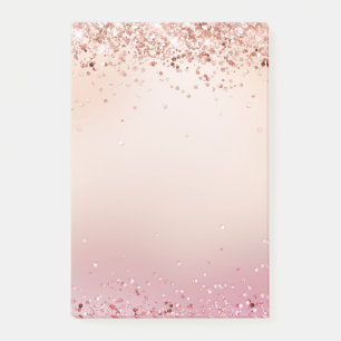 Rose gold blush pink glitter post-it notes