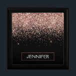 Rose Gold Blush Pink Glitter Script Monogram Gift Box<br><div class="desc">Black and Rose Gold Blush Pink Sparkle Glitter Monogram Name Jewellery Keepsake Box. This makes the perfect graduation,  birthday,  wedding,  bridal shower,  anniversary,  baby shower or bachelorette party gift for someone that loves glam luxury and chic styles.</div>