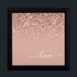 Rose Gold Blush Pink Glitter Script Monogram Gift Box<br><div class="desc">Rose Gold - Blush Pink Sparkle Glitter script Monogram Name Jewellery Keepsake Box. This makes the perfect graduation,  birthday,  wedding,  bridal shower,  anniversary,  baby shower or bachelorette party gift for someone that loves glam luxury and chic styles.</div>