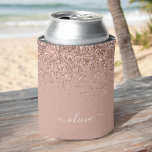 Rose Gold Blush Pink Glitter Script Monogram Girly Can Cooler<br><div class="desc">Rose Gold - Blush Pink Glitter and Sparkle Elegant Birthday or Bachelorette Party Can Coolers. These Wedding,  Bridal Shower or Birthday Party Can Coolers can be customized to include your first name. Please contact the designer for customized matching items.</div>