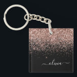 Rose Gold Blush Pink Glitter Script Monogram Girly Keychain<br><div class="desc">Black and Rose Gold Blush Pink Faux Foil Sparkle Glitter Script Monogram Name Keychain. This makes the perfect sweet 16 birthday,  wedding,  bridal shower,  anniversary,  baby shower or bachelorette party gift for someone that loves glam luxury and chic styles.</div>