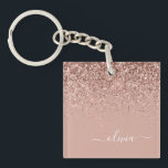 Rose Gold Blush Pink Glitter Script Monogram Girly Keychain<br><div class="desc">Rose Gold Blush Pink Faux Foil Sparkle Glitter Script Monogram Name Keychain. This makes the perfect sweet 16 birthday,  wedding,  bridal shower,  anniversary,  baby shower or bachelorette party gift for someone that loves glam luxury and chic styles.</div>