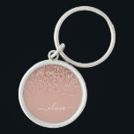 Rose Gold Blush Pink Glitter Script Monogram Girly Keychain<br><div class="desc">Rose Gold - Blush Pink Sparkle Glitter Script Monogram Name Keychains (Key Chain). This makes the perfect sweet 16 birthday,  wedding,  bridal shower,  anniversary,  baby shower or bachelorette party gift for someone that loves glam luxury and chic styles.</div>