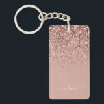 Rose Gold Blush Pink Glitter Script Monogram Girly Keychain<br><div class="desc">Rose Gold - Blush Pink Sparkle Glitter Script Monogram Name Keychain. This makes the perfect sweet 16 birthday,  wedding,  bridal shower,  anniversary,  baby shower or bachelorette party gift for someone that loves glam luxury and chic styles.</div>