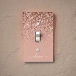 Rose Gold Blush Pink Glitter Script Monogram Girly Light Switch Cover<br><div class="desc">Rose Gold - Blush Pink Sparkle Glitter Script Monogram Name Wall Plate or Cover. This makes the perfect sweet 16 birthday,  wedding,  bridal shower,  baby shower or bachelorette party gift for someone decorating her room in rose gold.</div>