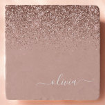 Rose Gold Blush Pink Glitter Script Monogram Girly Trivet<br><div class="desc">Rose Gold - Blush Pink Sparkle Glitter Script Monogram Name Stone Trivet. This makes the perfect graduation,  birthday,  wedding,  bridal shower,  anniversary,  baby shower or bachelorette party gift for someone that loves glam luxury and chic styles.</div>