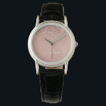 Rose Gold Blush Pink Glitter Script Monogram Girly Watch<br><div class="desc">Rose Gold - Blush Pink Sparkle Glitter Script Monogram Name Watch. This makes the perfect graduation,  birthday,  wedding,  bridal shower,  anniversary,  baby shower or bachelorette party gift for someone that loves glam luxury and chic styles.</div>