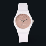 Rose Gold Blush Pink Glitter Script Monogram Girly Watch<br><div class="desc">Rose Gold - Blush Pink Sparkle Glitter Script Monogram Name Watch. This makes the perfect graduation,  birthday,  wedding,  bridal shower,  anniversary,  baby shower or bachelorette party gift for someone that loves glam luxury and chic styles.</div>