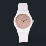 Rose Gold Blush Pink Glitter Script Monogram Girly Watch<br><div class="desc">Rose Gold - Blush Pink Sparkle Glitter Script Monogram Name Watch. This makes the perfect graduation,  birthday,  wedding,  bridal shower,  anniversary,  baby shower or bachelorette party gift for someone that loves glam luxury and chic styles.</div>