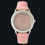 Rose Gold Blush Pink Glitter Script Monogram Girly Watch<br><div class="desc">Rose Gold - Blush Pink Sparkle Glitter Script Monogram Name Watch. This makes the perfect sweet 16 birthday,  wedding,  bridal shower,  anniversary,  baby shower or bachelorette party gift for someone that loves glam luxury and chic styles.</div>