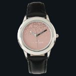 Rose Gold Blush Pink Glitter Script Monogram Girly Watch<br><div class="desc">Rose Gold - Blush Pink Sparkle Glitter Script Monogram Name Watch. This makes the perfect sweet 16 birthday,  wedding,  bridal shower,  anniversary,  baby shower or bachelorette party gift for someone that loves glam luxury and chic styles.</div>