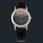 Rose Gold Blush Pink Glitter Script Monogram Girly Watch<br><div class="desc">Black and Rose Gold - Blush Pink Sparkle Glitter Script Monogram Name Watch. This makes the perfect graduation,  birthday,  wedding,  bridal shower,  anniversary,  baby shower or bachelorette party gift for someone that loves glam luxury and chic styles.</div>