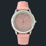Rose Gold Blush Pink Glitter Script Monogram Girly Watch<br><div class="desc">Rose Gold - Blush Pink Sparkle Glitter Script Monogram Name Watch. This makes the perfect sweet 16 birthday,  wedding,  bridal shower,  anniversary,  baby shower or bachelorette party gift for someone that loves glam luxury and chic styles.</div>