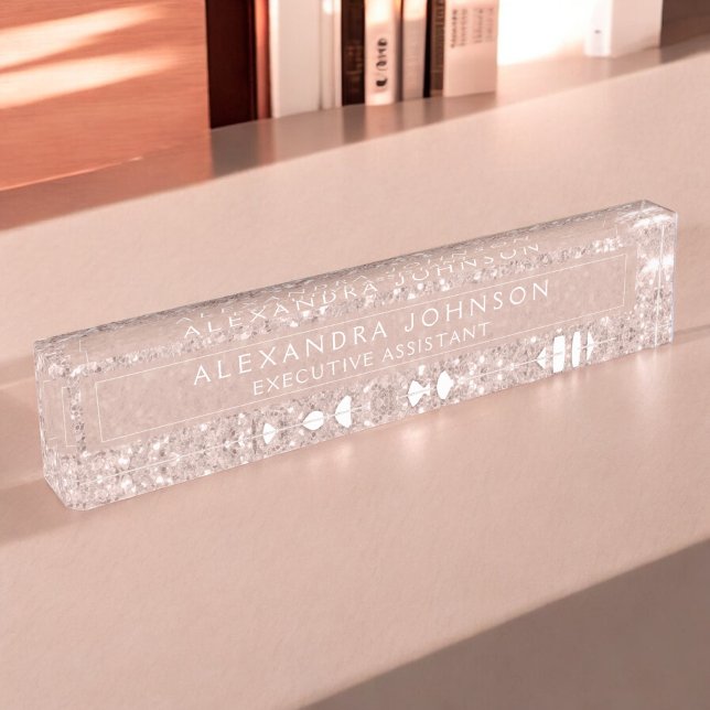 Rose Gold - Blush Pink Glitter Sparkle Modern Chic Nameplate (Creator Uploaded)