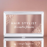 Rose Gold - Blush Pink Glitter Sparkle Monogram Business Card Holder<br><div class="desc">Blush Pink - Rose Gold Faux Glitter and Sparkle Metallic Foil Elegant Girly Business Card Holder. This Business Card Holder can be customized to include your first and last name as well as your profession.</div>