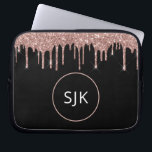 Rose Gold Blush Pink Glitter Sparkle Monogram Laptop Sleeve<br><div class="desc">Blush Pink - Rose Gold and Black Faux Glitter and Sparkle Elegant Monogrammed Initials Case. This case can be customized to include your initial and first name.</div>