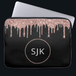 Rose Gold Blush Pink Glitter Sparkle Monogram Laptop Sleeve<br><div class="desc">Blush Pink - Rose Gold and Black Faux Glitter and Sparkle Elegant Monogrammed Initials Case. This case can be customized to include your initial and first name.</div>