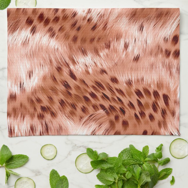 Rose Gold Blush Pink Leopard Kitchen Towel (Folded)
