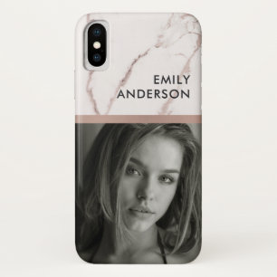 ROSE GOLD BLUSH PINK MARBLE PERSONAL PHOTO INSERT Case-Mate iPhone CASE