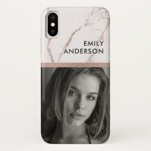 ROSE GOLD BLUSH PINK MARBLE PERSONAL PHOTO INSERT Case-Mate iPhone CASE