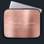 Rose Gold - Blush Pink Metallic Monogram Business Laptop Sleeve<br><div class="desc">Modern Rose Gold - Blush Pink Girly Make Up and Hair Beauty Salon Faux Metallic Stainless Elegant Monogram Promotional Laptop Bag or Sleeve Promotional (promo) advertisement Case. This classy professional business computer case can be customized to include your monogrammed script signature name and job title profession or position.</div>