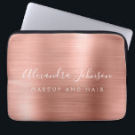 Rose Gold - Blush Pink Metallic Monogram Business Laptop Sleeve<br><div class="desc">Modern Rose Gold - Blush Pink Girly Make Up and Hair Beauty Salon Faux Metallic Stainless Elegant Monogram Promotional Laptop Bag or Sleeve Promotional (promo) advertisement Case. This classy professional business computer case can be customized to include your monogrammed script signature name and job title profession or position.</div>