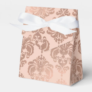 Rose Gold Blush Pink Modern Glam Damask Favor Box
