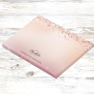 Rose gold blush pink monogram post-it notes