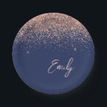 Rose Gold - Blush Pink Navy Blue Glitter Monogram Paper Plate<br><div class="desc">Rose Gold - Blush Pink and Navy Blue Sparkle Glitter Monogram Name and Initial Party Plates. This makes the perfect sweet 16 birthday,  wedding,  bridal shower,  anniversary,  baby shower or bachelorette party gift for someone that loves glam luxury and chic styles.</div>