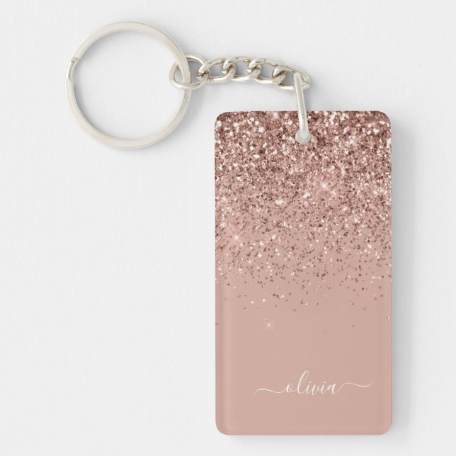 Rose Gold Blush Pink Parties scintillant Script Mo (Devant)
