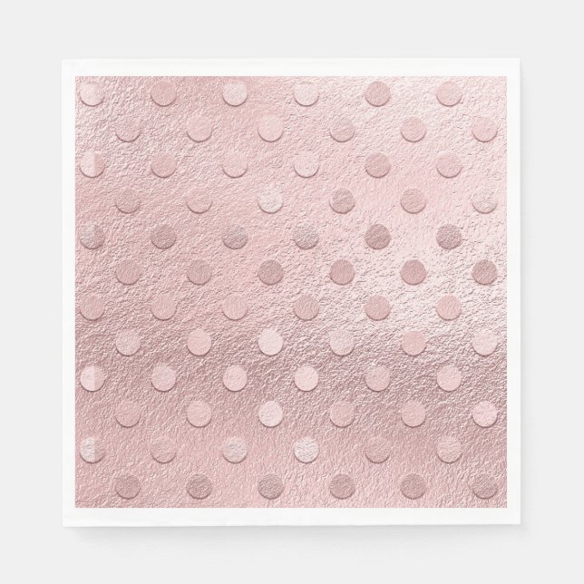Rose Gold Blush Pink Polka Dot  Napkin (Front)