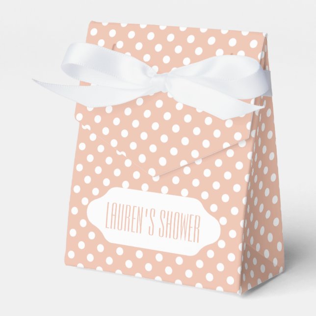 Rose gold/blush pink polka dots custom favour box (Front Side)