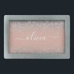 Rose Gold Blush Pink Silver Glitter Monogram Belt Buckle<br><div class="desc">Rose Gold - Blush Pink and Silver Sparkle Glitter Script Monogram Name Belt Buckle. This makes the perfect graduation, sweet 16 16th, 18th, 21st, 30th, 40th, 50th, 60th, 70th, 80th, 90th, 100th birthday, wedding, bridal shower, anniversary, baby shower or bachelorette party gift for someone that loves glam luxury and chic...</div>