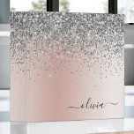 Rose Gold - Blush Pink Silver Glitter Monogram Binder<br><div class="desc">Rose Gold - Blush Pink and Silver Faux Foil Metallic Sparkle Glitter Brushed Metal Monogram Name Binder. This makes the perfect sweet 16 birthday,  wedding,  bridal shower,  anniversary,  baby shower or bachelorette party gift for someone that loves glam luxury and chic styles.</div>