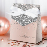 Rose Gold - Blush Pink Silver Glitter Monogram Favor Box<br><div class="desc">Rose Gold - Blush Pink and Silver Faux Foil Metallic Sparkle Glitter Brushed Metal Monogram Name and Initial Paper Party Gift Boxes This makes the perfect sweet 16 birthday,  wedding,  bridal shower,  anniversary,  baby shower or bachelorette party gift for someone that loves glam luxury and chic styles.</div>