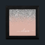 Rose Gold Blush Pink Silver Glitter Monogram Gift Box<br><div class="desc">Rose Gold - Blush Pink and Silver Sparkle Glitter Script Monogram Name Jewellery Keepsake Box. This makes the perfect graduation,  birthday,  wedding,  bridal shower,  anniversary,  baby shower or bachelorette party gift for someone that loves glam luxury and chic styles.</div>